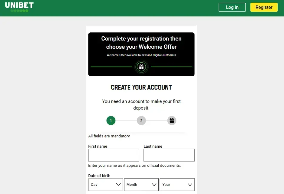 unibet signup
